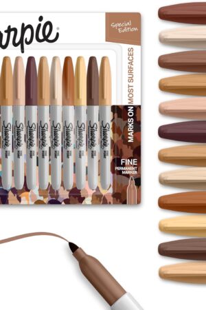 Sharpie Permanent Markers, Special Edition Portrait Colors, Fine Point, 12 Count - Assorted Skin Tone Shades