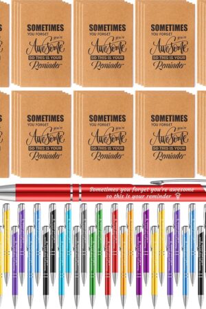 Sabary 100 Pcs Inspirational Notepads Ballpoint Pens Sets Mini Motivational Pocket Notebooks Journals Bulk Christmas Teacher Appreciation Gifts for Office Supplies(Appreciation Gifts)