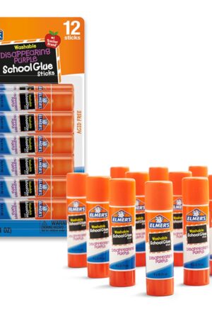 Elmer's Disappearing Purple School Glue Sticks, Washable, 6 Grams, 12 Count - Arts & Crafts, Poster, Projects, Back to School, #1 Teacher Brand