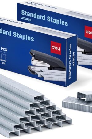 Deli Staples, 10000 Staples, Standard Staple for Desktop Staplers, 1/4'' Length, 210/Strip, 2 Boxes of 5000 Each