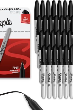 Sharpie Permanent Markers, Bulk Set, Fine Tip Markers, For Plastic, Metal, Wood, And More, Black, 36 Count