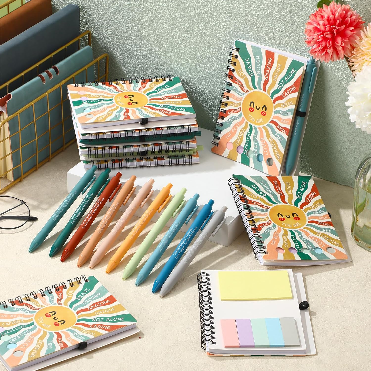 20 Pcs Mental Health Gifts for Women Men Self Care Items Bulk Include 10 Mental Health Notebook with Sticky Note 10 Positive Pens Affirmation Journals Wellness Gifts for Coworkers Teachers - Image 5