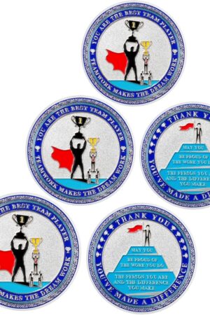 5 Pack Teamwork Recognition Coins – Best Team Player Award Challenge Coins for Employee Appreciation, Motivational Thank You Tokens for Team Achievement, Office Corporate Gifts for Team Building