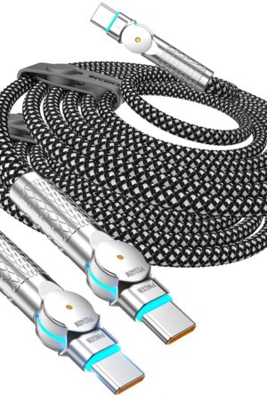 USB C to USB C Cable10ft,240W 2-Pack Braided 180°Rotating Type C Charging CableFast Charge for iPhone 16/16Pro/16Plus/16ProMax,MacBook Air,iPad Pro,Pixel,Samsung Galaxy S23/S24 Ultra-Black