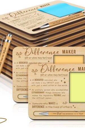 Kosiz 10 Set Difference Maker Appreciation Gifts Bulk for Employee Coworkers Wooden Inspirational Sticky Note Holder Set Thank You Appreciation Gifts for Team Staff Teachers Boss Nurse