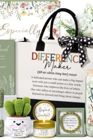 Thank You Gifts for Women, Administrative Professional Day Gifts, Employee Appreciation Office Gift for Coworkers Farewell Thank You Gift Basket for Boss Teacher Nurse Employees w/ Canvas Tote Bag