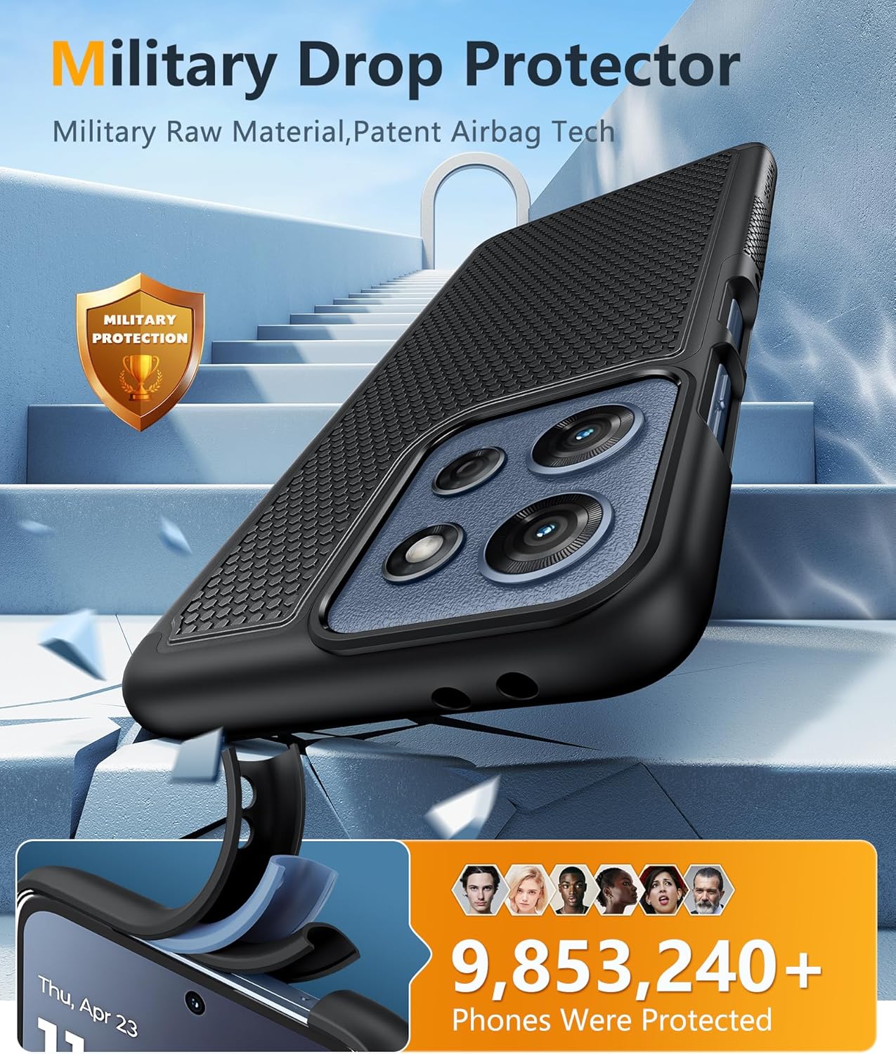 FNTCASE for Moto G-2026/2025 Phone Case: Moto G Play 2026/Moto G Power 2025 Case with Screen Protector Dual Layer Military Drop Protection Heavy Duty Shockproof Rugged Non Slip Cell Phone Cover, Black - Image 4