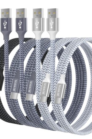 JIUWFOX USB to USB C Cable, (5-Pack, 3/3/6/6/10 ft) for iPhone 17 16 Charger Cord Fast Charging, for Samsung Galaxy S25 S24 S23 S22 A17 A16, Pixel 10 9
