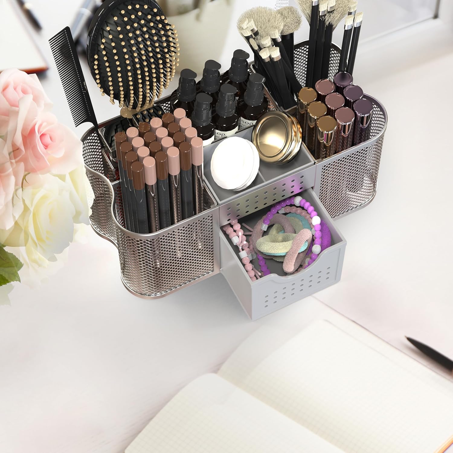 Deco Brothers Desk Organizers Pen Holder Office Caddy Storage, Silver - Image 5