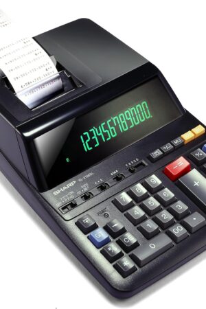 Sharp 12-Digit Print Calculator Desktop Size Adding Machine, Perfect for Everyday Use and Office, Bright, Large Easy-to-Read Numbers on Both The Display and The Two-ColorPrinted Tape (EL2196BL)