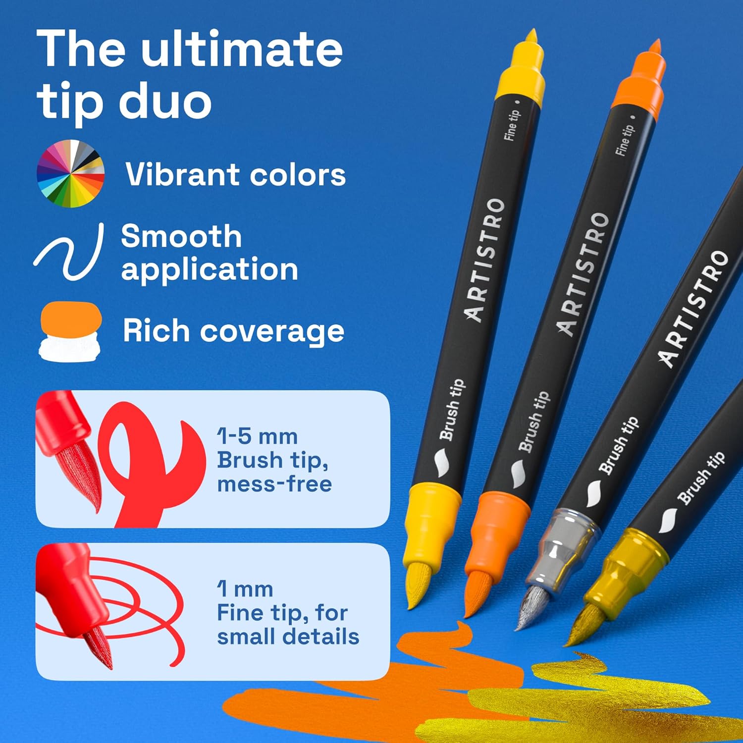 ARTISTRO 36 Acrylic Paint Markers - Paint Pens for Drawing - For Fabric, Rock, Glass, Wood, Molds - Arts & Crafts Gift for Adults, Teens, Kids, Classroom Must Haves & School Supplies - Image 3