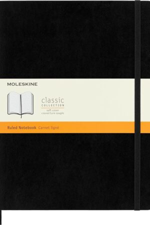Moleskine Classic Notebook, Extra Large, Ruled, Black, Soft Cover (7.5 x 10)