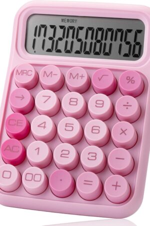 Mr. Pen- Mechanical Switch Calculator, 12 Digit Large LCD Display, Pink with Big Buttons, Mechanical Switch Calculator for Home, School, Office