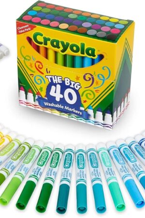 Crayola Ultra Clean Washable Markers (40ct), Teacher School Supplies for Kids, Broad Line Colored Markers, Coloring Book & Art Marker Set, Ages 3+