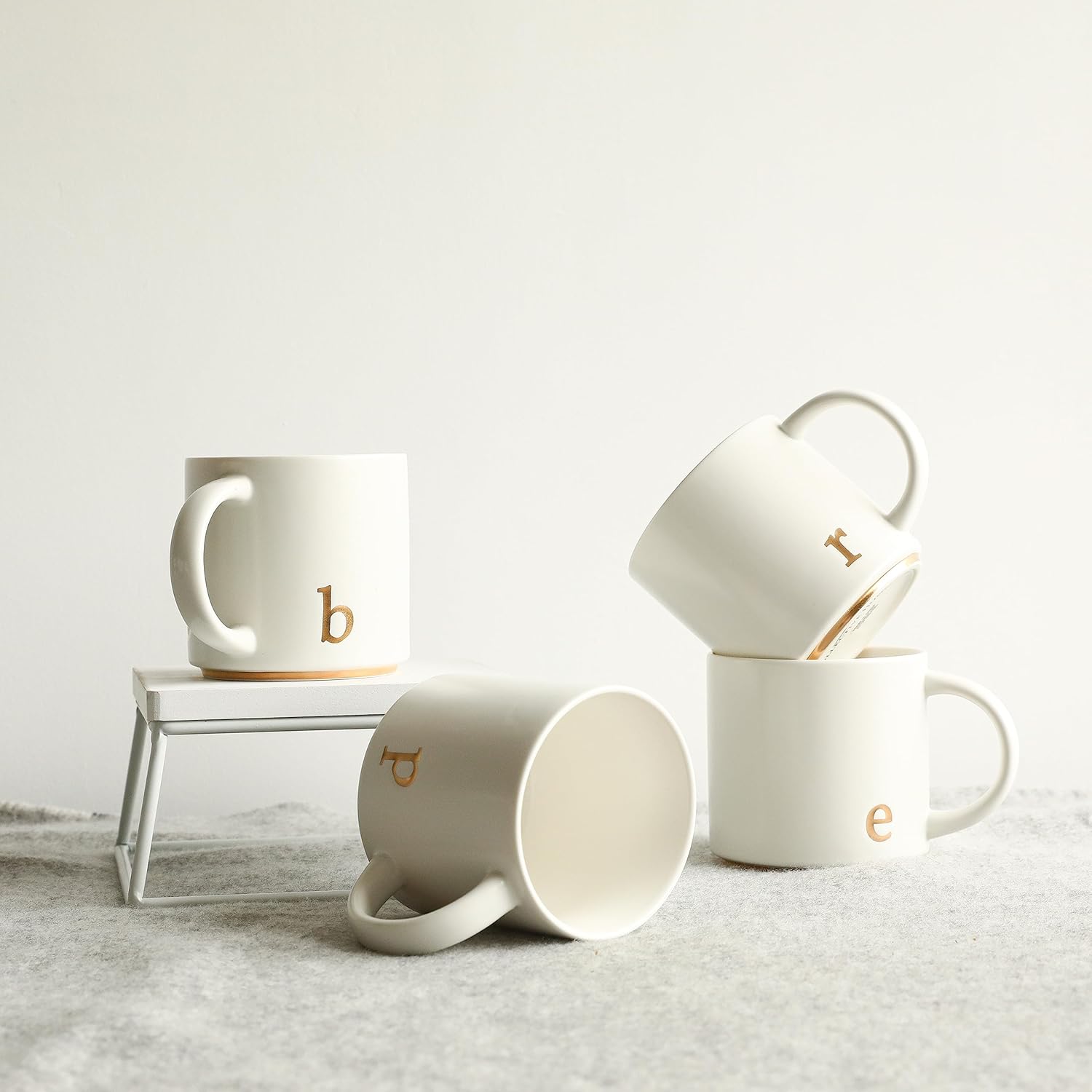 COLLECTIVE HOME - Monogram Ceramic Mugs, 15 oz Golden Initial Coffee Cups, Elegant Alphabet Tea Mugs, Elegant Personalized Mug with Gift Box, Luxurious Cups for Office and Home (b) - Image 5