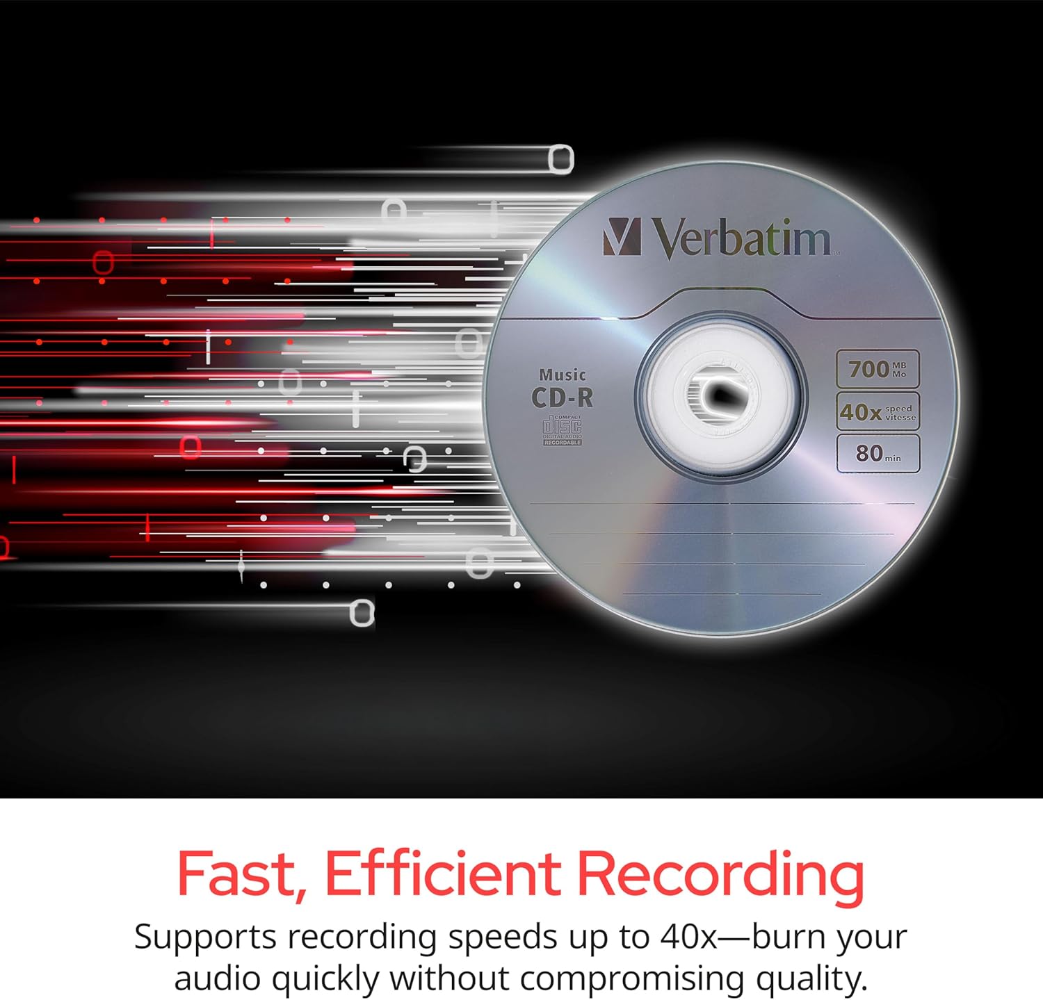 Verbatim Music CD-R 40X 80 Minute 700 MB Blank Recordable Audio Discs 25pk Spindle - Image 6
