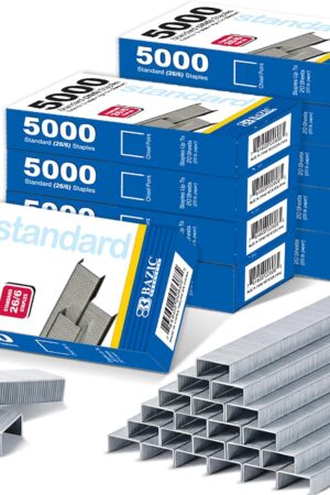 BAZIC Products 5000 Count Standard (26/6) Staples, for School Office Home, Box of 24
