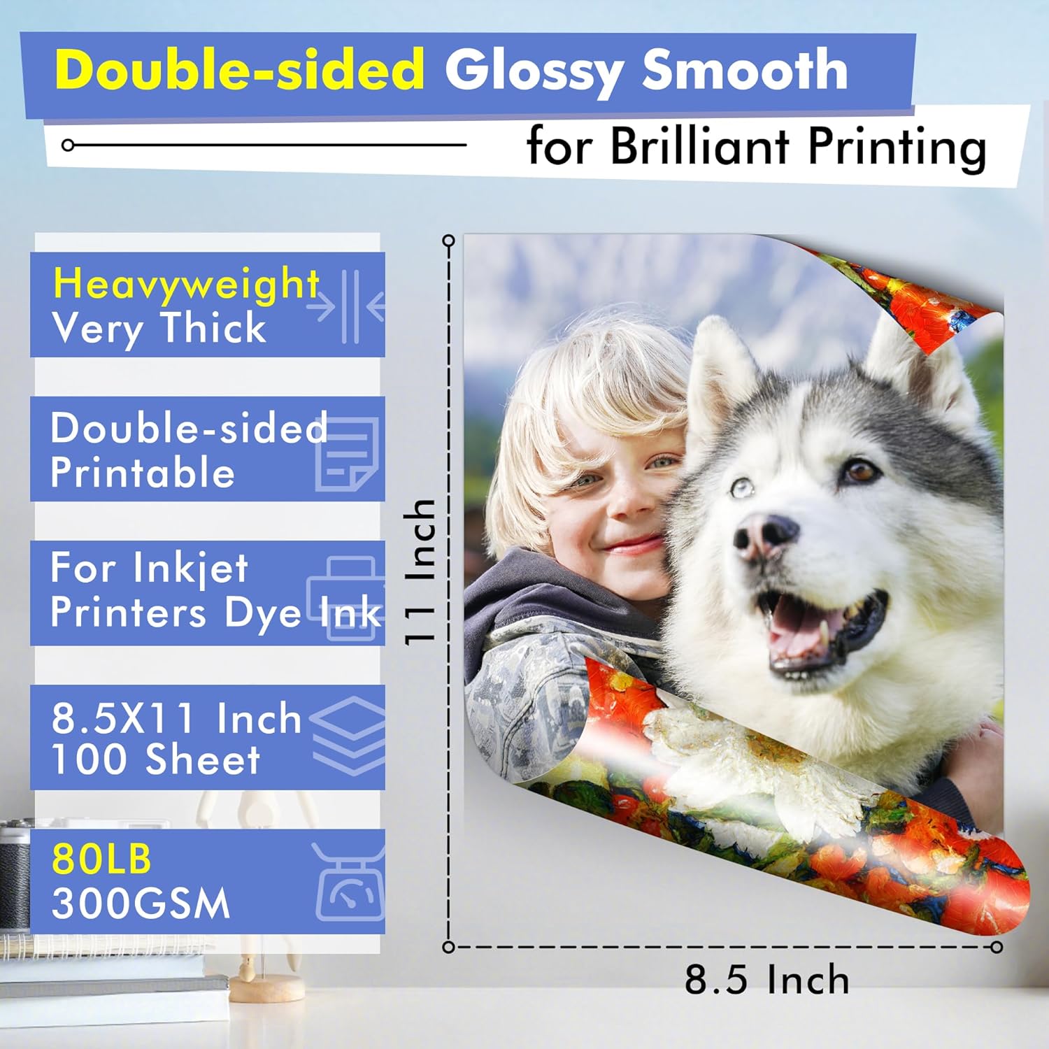 Koala Thick Photo Paper Double-sided Glossy Heavyweight Paper 8.5X11 Inches 80LB 100 Sheets 300GSM Cardstock Compatible with Inkjet Printer - Image 2