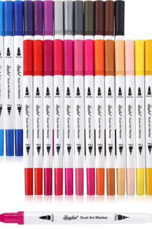 Dual Tip Art Markers for Adult Coloring Books,Fine and Brush Tip 32 Colored Pens Watercolor Pens for Journaling Note Taking Writing Planning Art Supplies