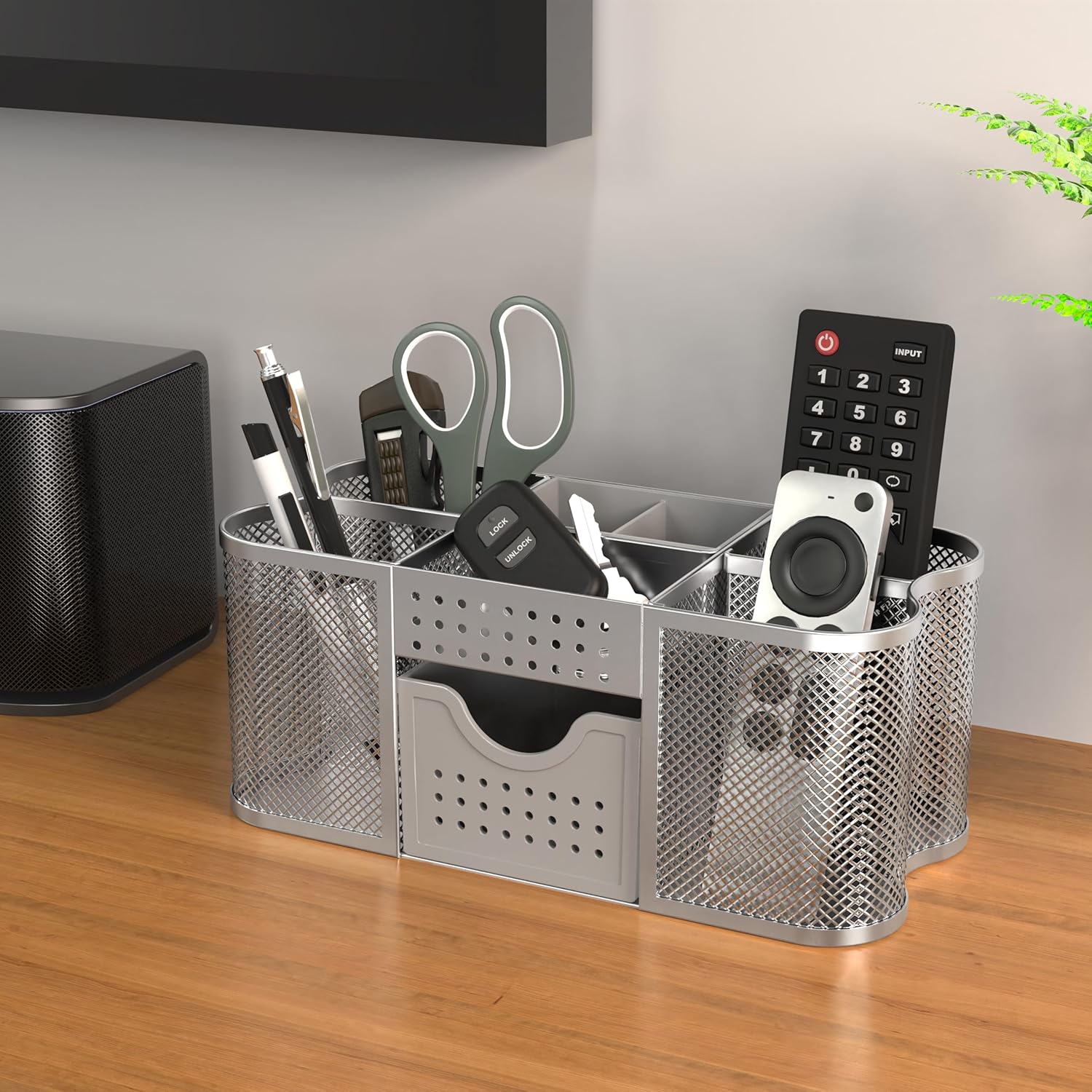 Deco Brothers Desk Organizers Pen Holder Office Caddy Storage, Silver - Image 4
