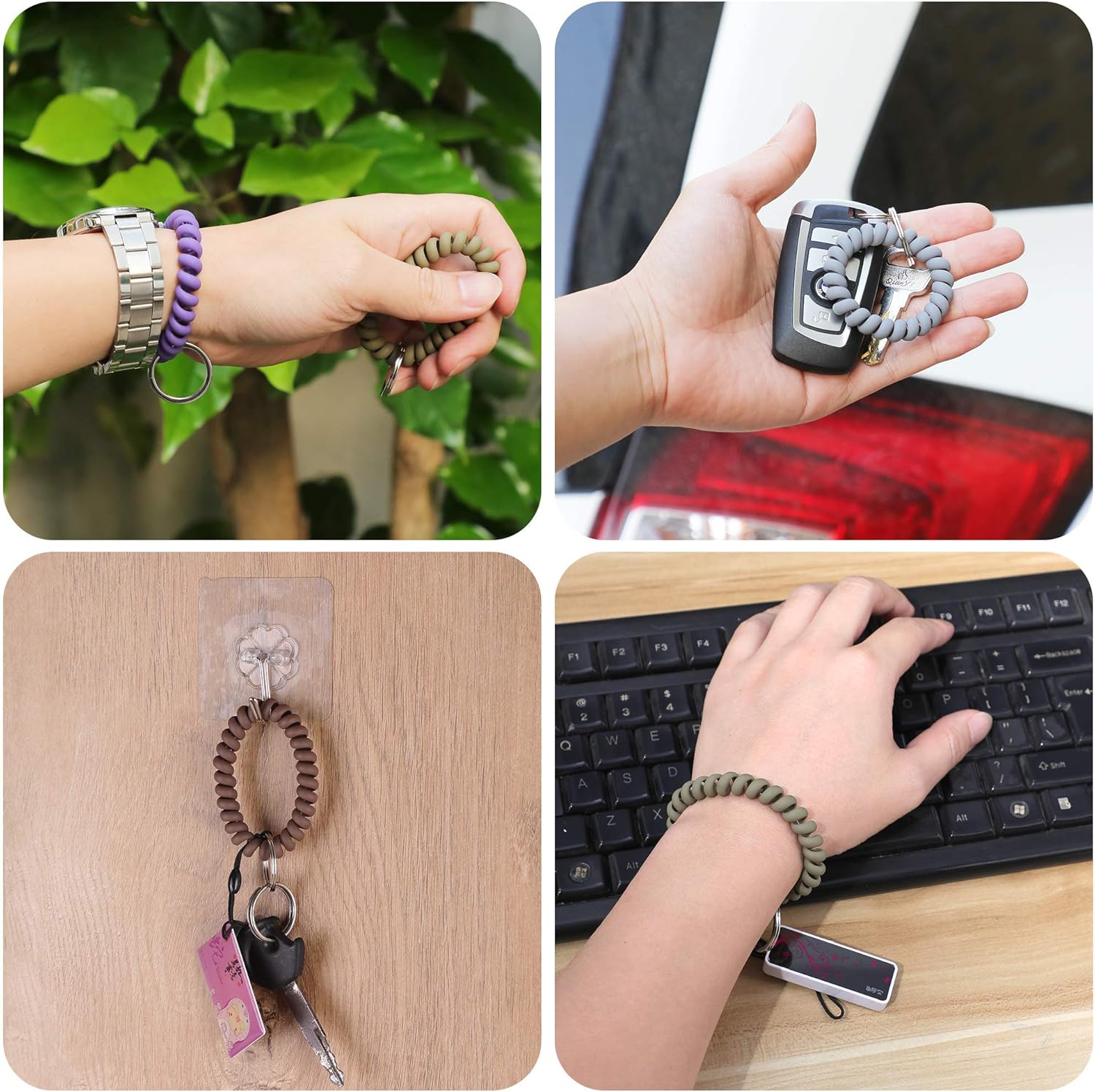 LGEGE 6PCS Stretchable Wristband Wristlet Keychain Wrist Key Chain Wristlet,Spring Flexible Spiral Wrist Coil Wrist Key Holder Key Ring for Sauna Gym Pool ID Badge and Outdoor Sports - Image 6