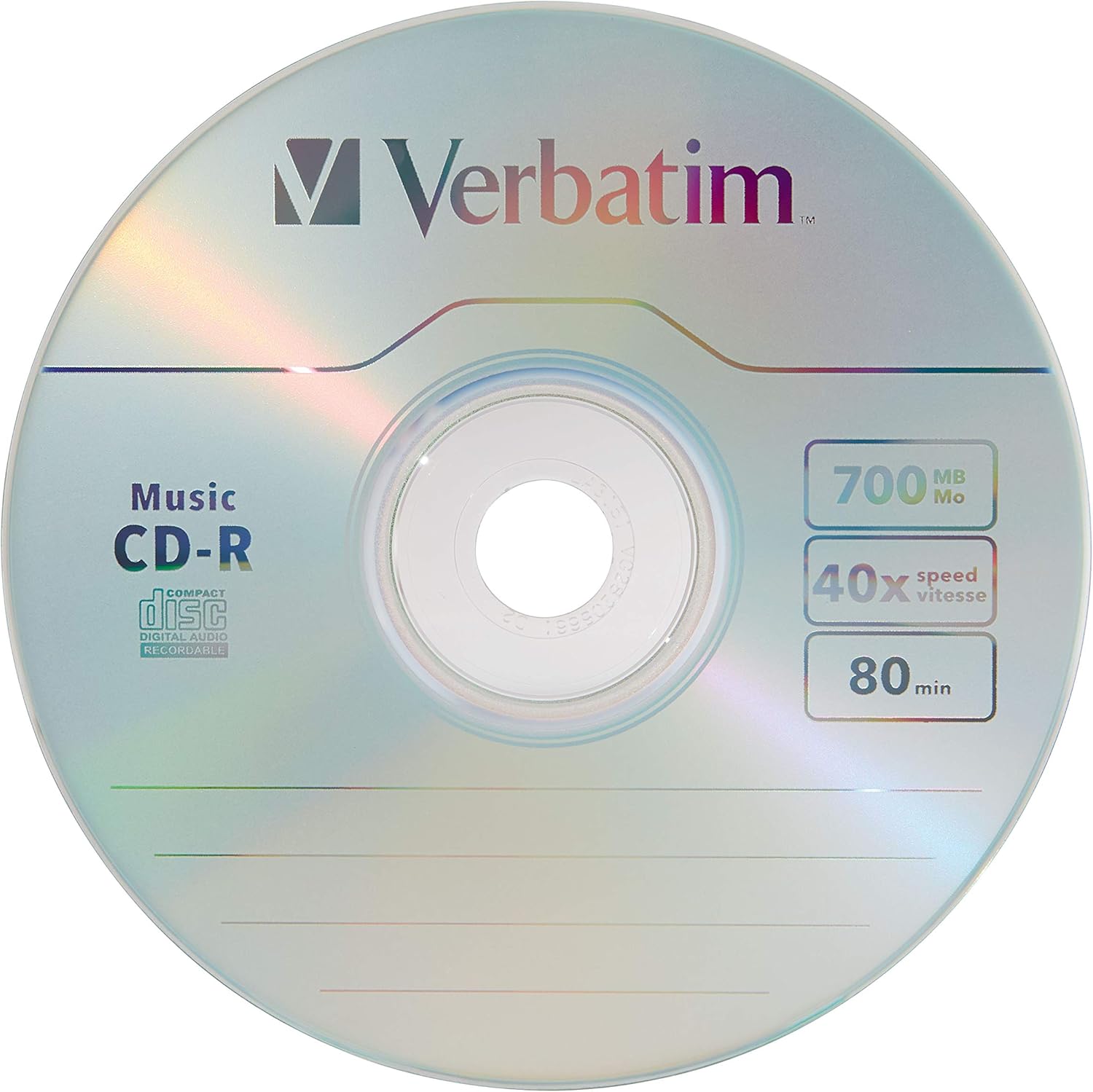 Verbatim Music CD-R 40X 80 Minute 700 MB Blank Recordable Audio Discs 25pk Spindle - Image 2