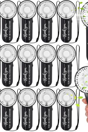 Hortsun 18 Pcs Employee Appreciation Gifts Bulk Mini Handheld Fans, Battery Operated Small Personal Portable Fan for Coworker Staff Team Teacher Travel Office, Battery Not Include(Awesome,Black)