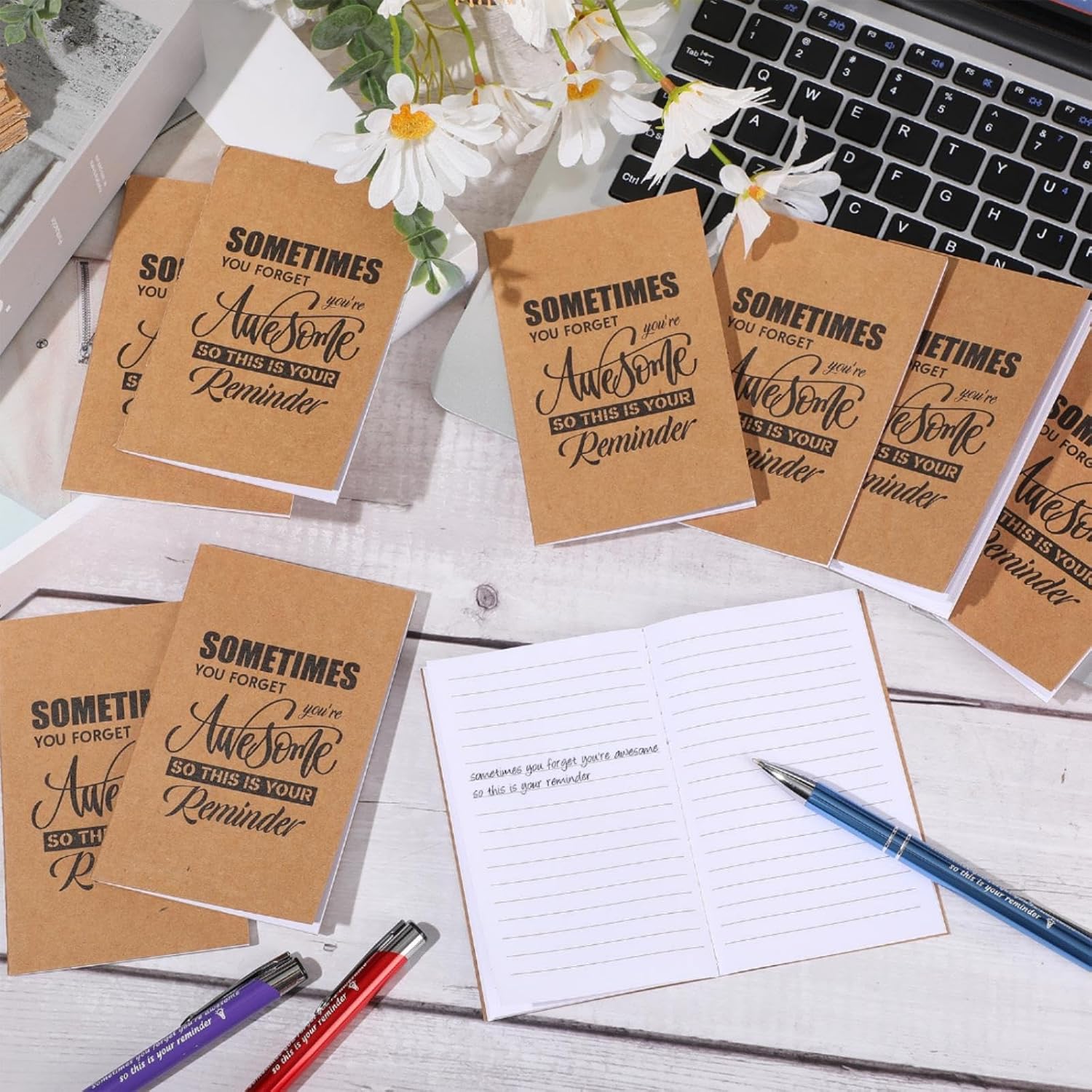 Sabary 100 Pcs Inspirational Notepads Ballpoint Pens Sets Mini Motivational Pocket Notebooks Journals Bulk Christmas Teacher Appreciation Gifts for Office Supplies(Appreciation Gifts) - Image 3