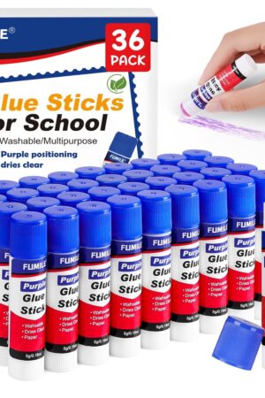 36 Pack Glue Sticks Bulk for Kids, Disappearing Purple Glue Sticks for Classroom and Teacher Supplies.0.18 OZ kids glue Dries Clear, Non-Toxic, Washable, Back to School Supplies and Student Must Haves