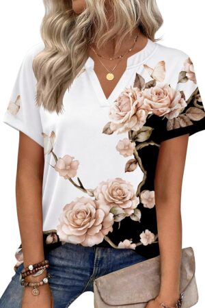 Zeagoo Womens Tops Short Sleeve Summer V Neck Shirts Work Blouses Business Outfits Fashion Clothing