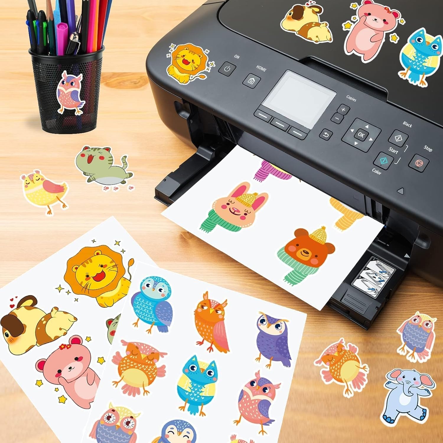 Lzerking Printable Vinyl Sticker Paper for Inkjet & Laser Printers, 100 Sheets 8.5x11" Glossy White Waterproof Sticker Paper, Compatible with Cricut, Bulk Pack for Small Business & DIY - Image 2