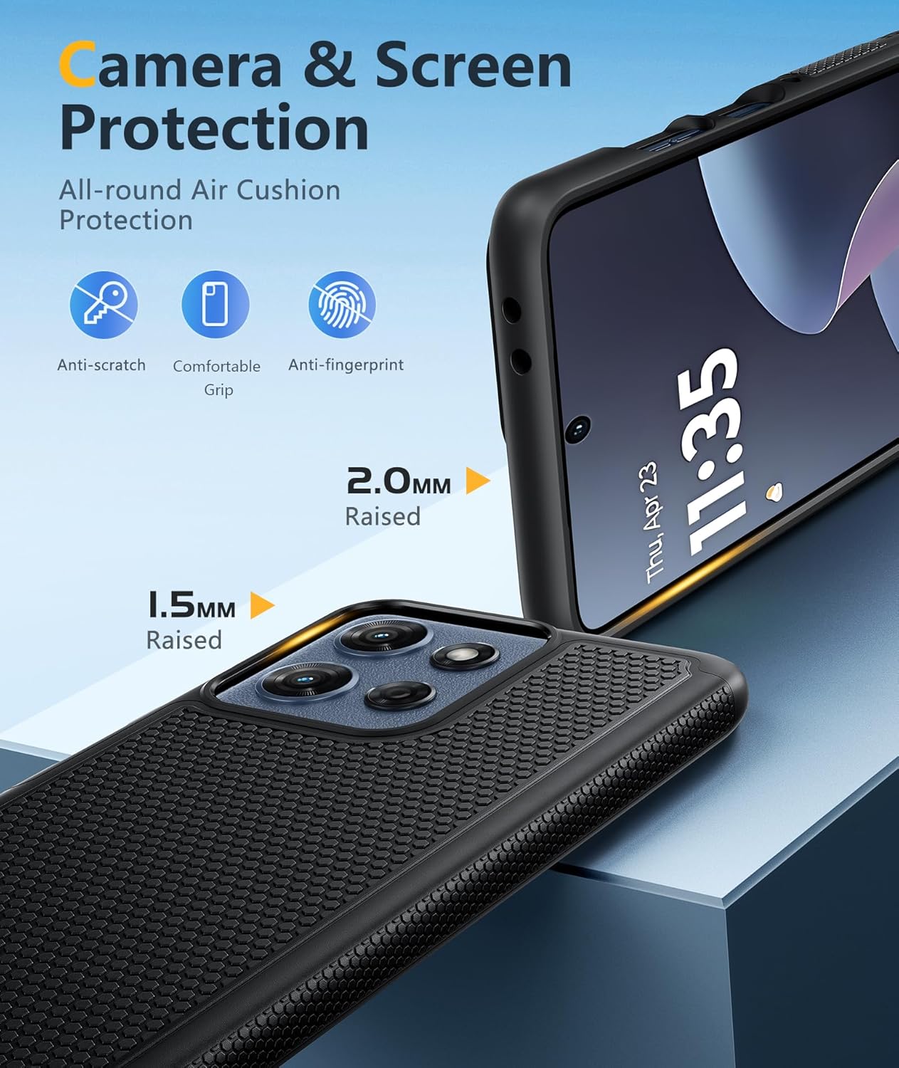 FNTCASE for Moto G-2026/2025 Phone Case: Moto G Play 2026/Moto G Power 2025 Case with Screen Protector Dual Layer Military Drop Protection Heavy Duty Shockproof Rugged Non Slip Cell Phone Cover, Black - Image 6