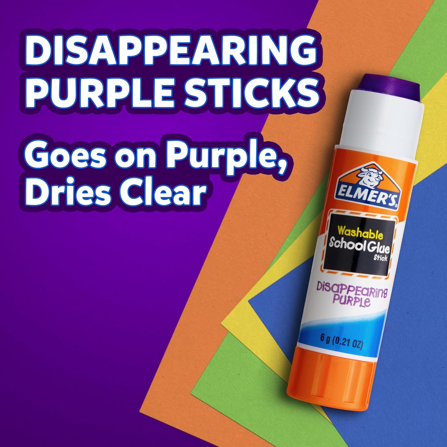 Elmer's Disappearing Purple School Glue Sticks, Washable, 6 Grams, 12 Count - Arts & Crafts, Poster, Projects, Back to School, #1 Teacher Brand - Image 5