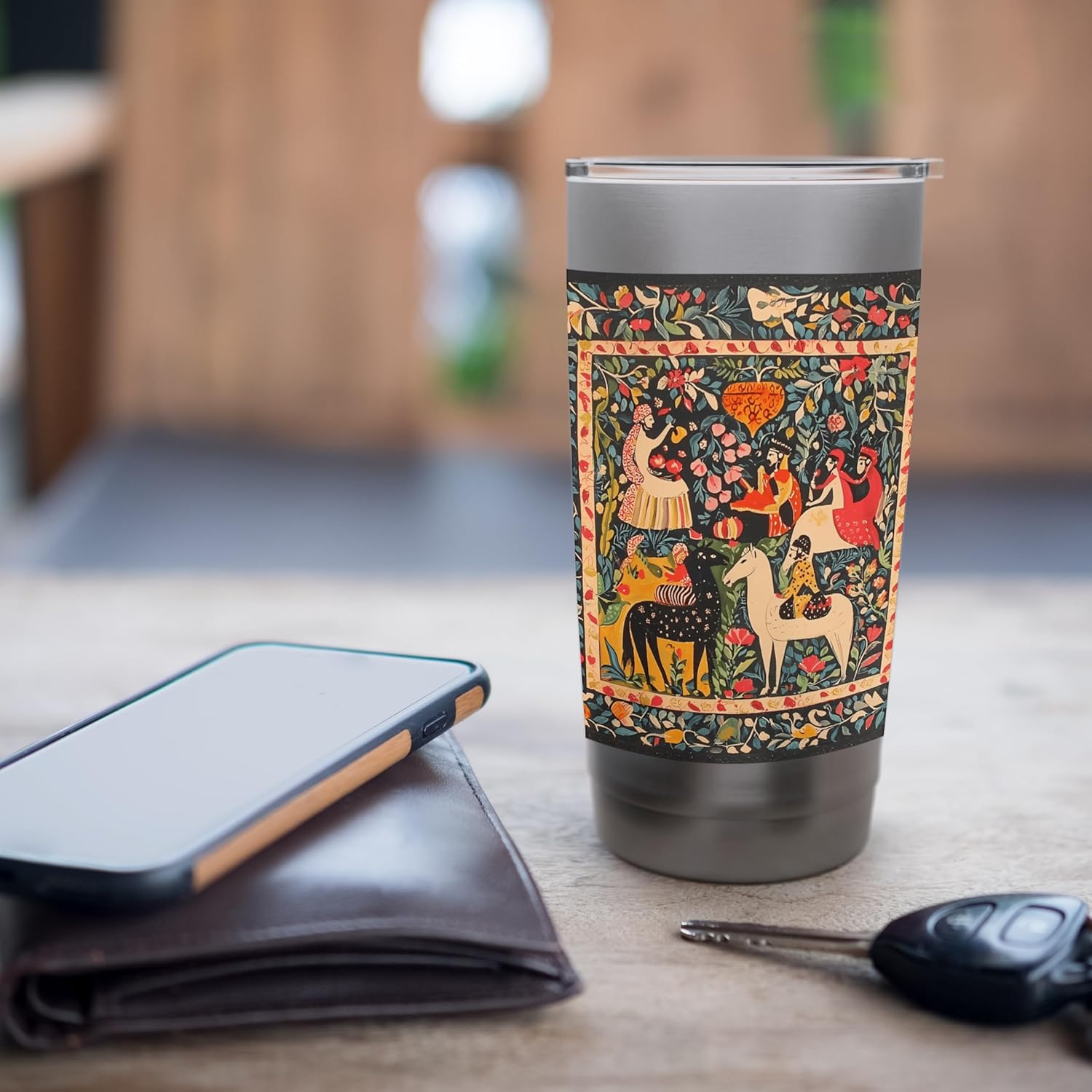 Persian Miniature Garden Folk Art Stainless Steel Insulated Tumbler - Image 7