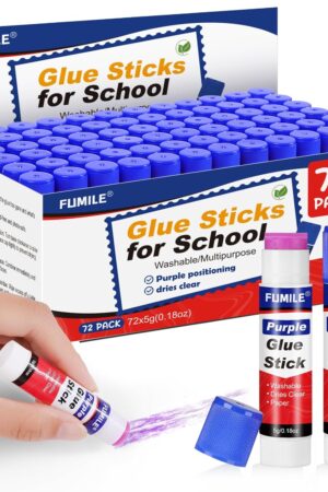 72 Pack Glue Sticks Bulk for Kids, Disappearing Purple Glue Sticks for Classroom and Teacher Supplies.0.18 OZ kids glue Dries Clear, Non-Toxic, Washable, Back to School Supplies and Student Must Haves