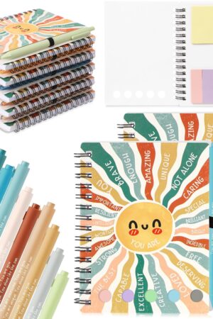 20 Pcs Mental Health Gifts for Women Men Self Care Items Bulk Include 10 Mental Health Notebook with Sticky Note 10 Positive Pens Affirmation Journals Wellness Gifts for Coworkers Teachers