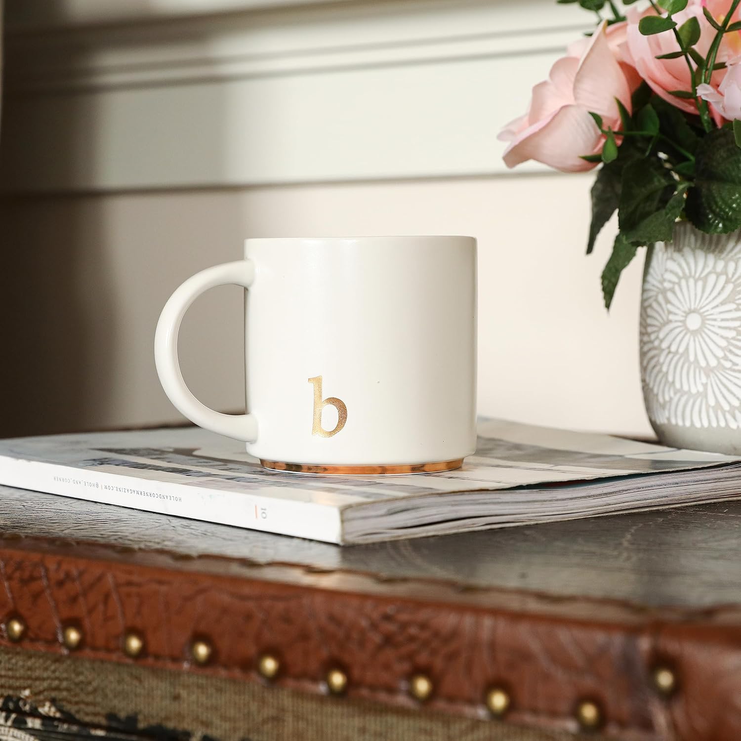 COLLECTIVE HOME - Monogram Ceramic Mugs, 15 oz Golden Initial Coffee Cups, Elegant Alphabet Tea Mugs, Elegant Personalized Mug with Gift Box, Luxurious Cups for Office and Home (b) - Image 3