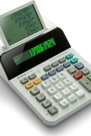 Sharp El-1501 Compact Cordless Paperless Large 12-Digit Display Desktop Printing Calculator That Utilizes Printing Calculator Logic