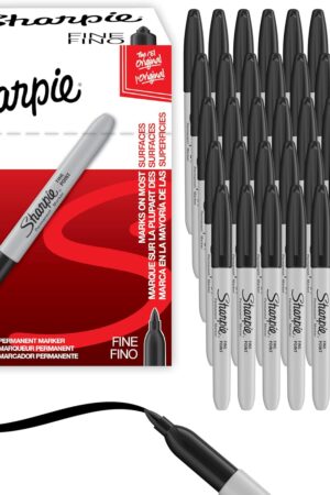 Sharpie Permanent Markers, Fine Tip, Black, 40 Count - Office Supplies, Quick Drying, Fade Resistant, For Wood, Plastic, Paper, Metal, And More