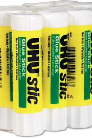 UHU Stic Permanent Clear Application Glue Stick, 0.29 oz, 12 Sticks per Pack (99450)