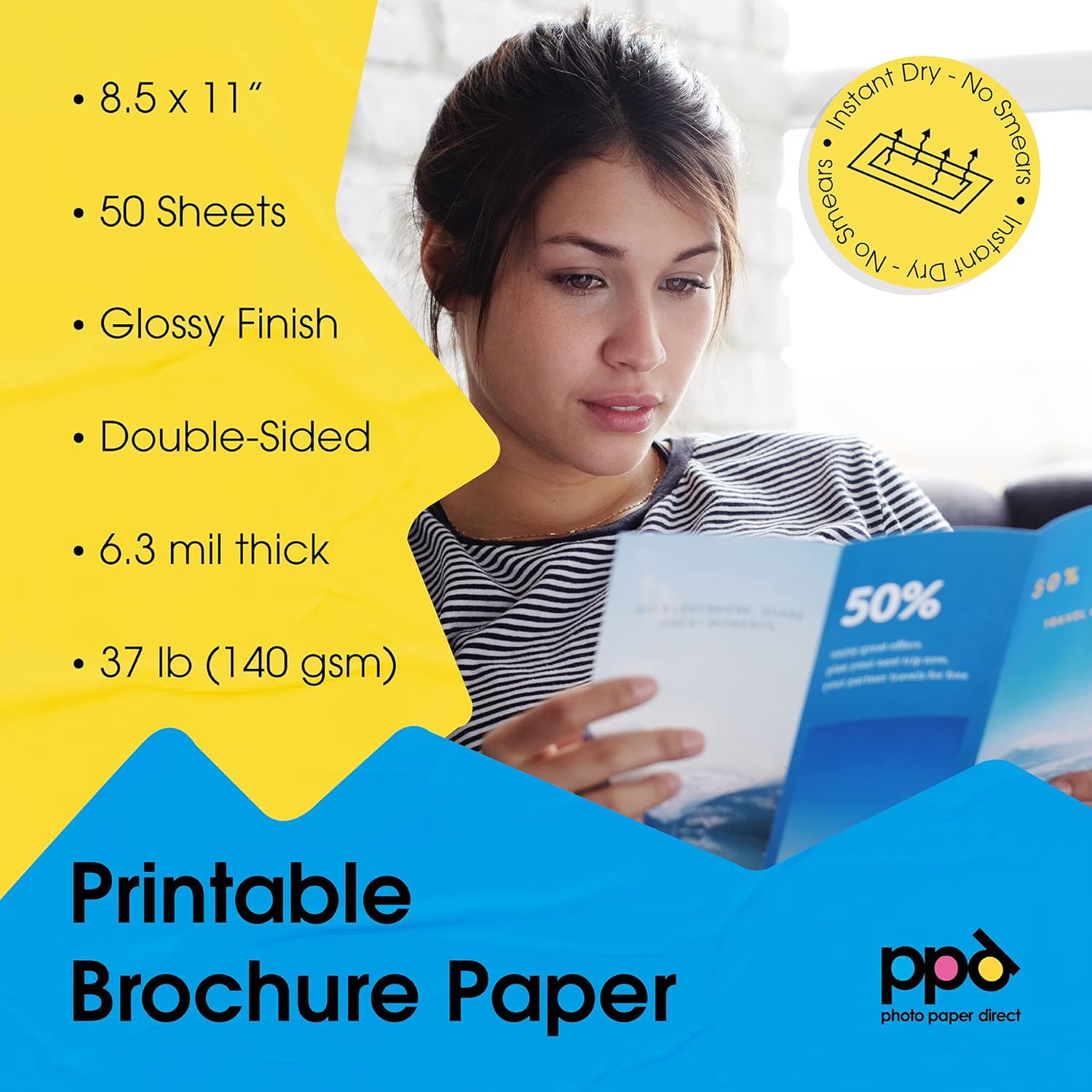PPD 100 Sheets Inkjet Glossy Brochure and Flyer Paper 8.5x11 37lbs 140gsm Professional Quality Double Sided Instant Dry and Water-Resistant (PPD-72-100) - Image 4