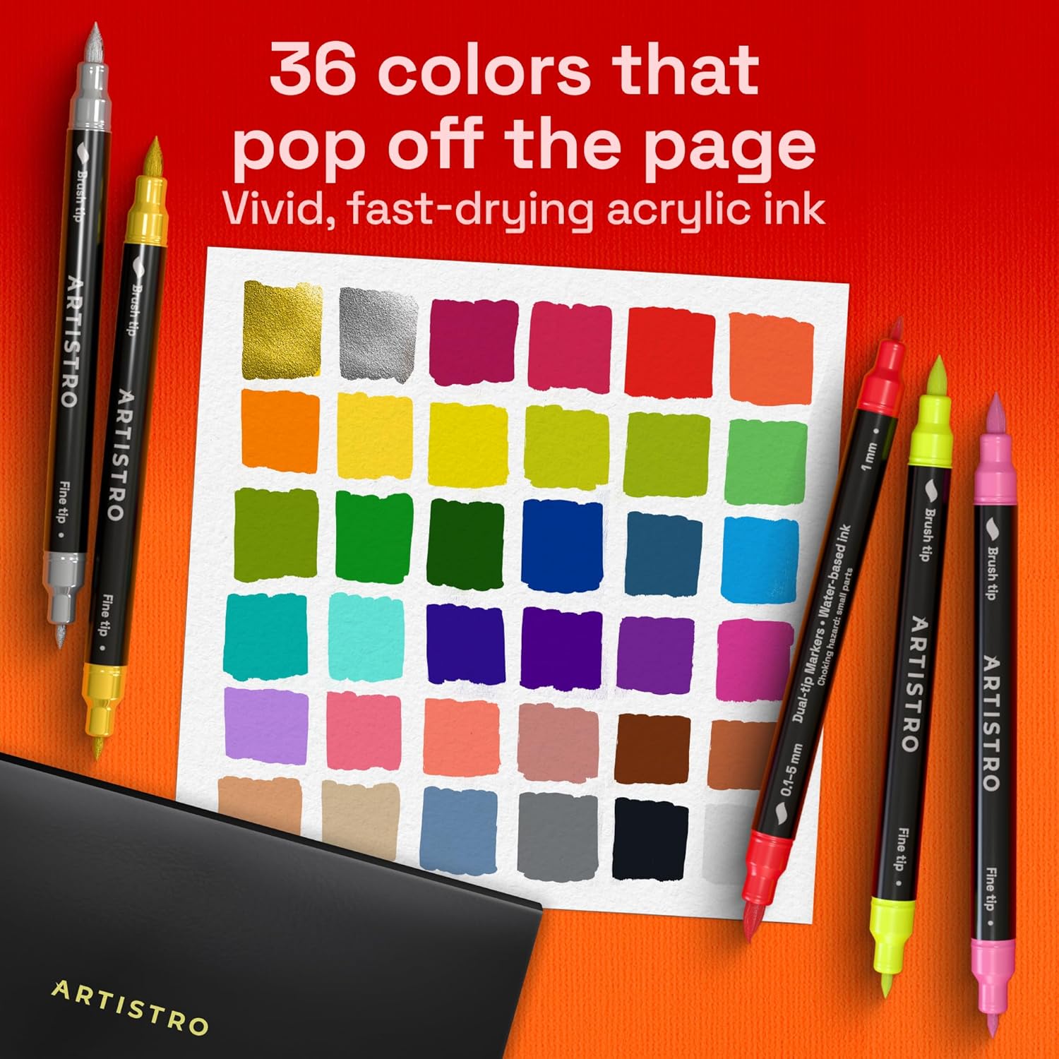 ARTISTRO 36 Acrylic Paint Markers - Paint Pens for Drawing - For Fabric, Rock, Glass, Wood, Molds - Arts & Crafts Gift for Adults, Teens, Kids, Classroom Must Haves & School Supplies - Image 2