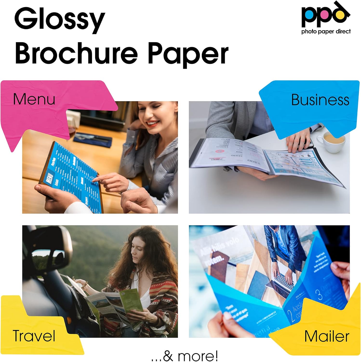 PPD 100 Sheets Inkjet Glossy Brochure and Flyer Paper 8.5x11 37lbs 140gsm Professional Quality Double Sided Instant Dry and Water-Resistant (PPD-72-100) - Image 5