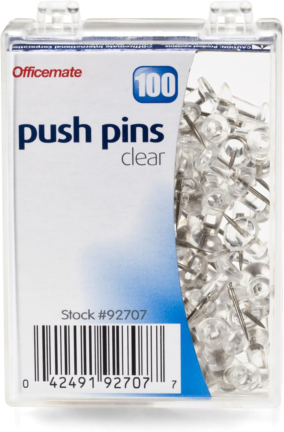 Officemate Push Pins in Reusable Box, Clear, Box of 100 (92707) - Image 4