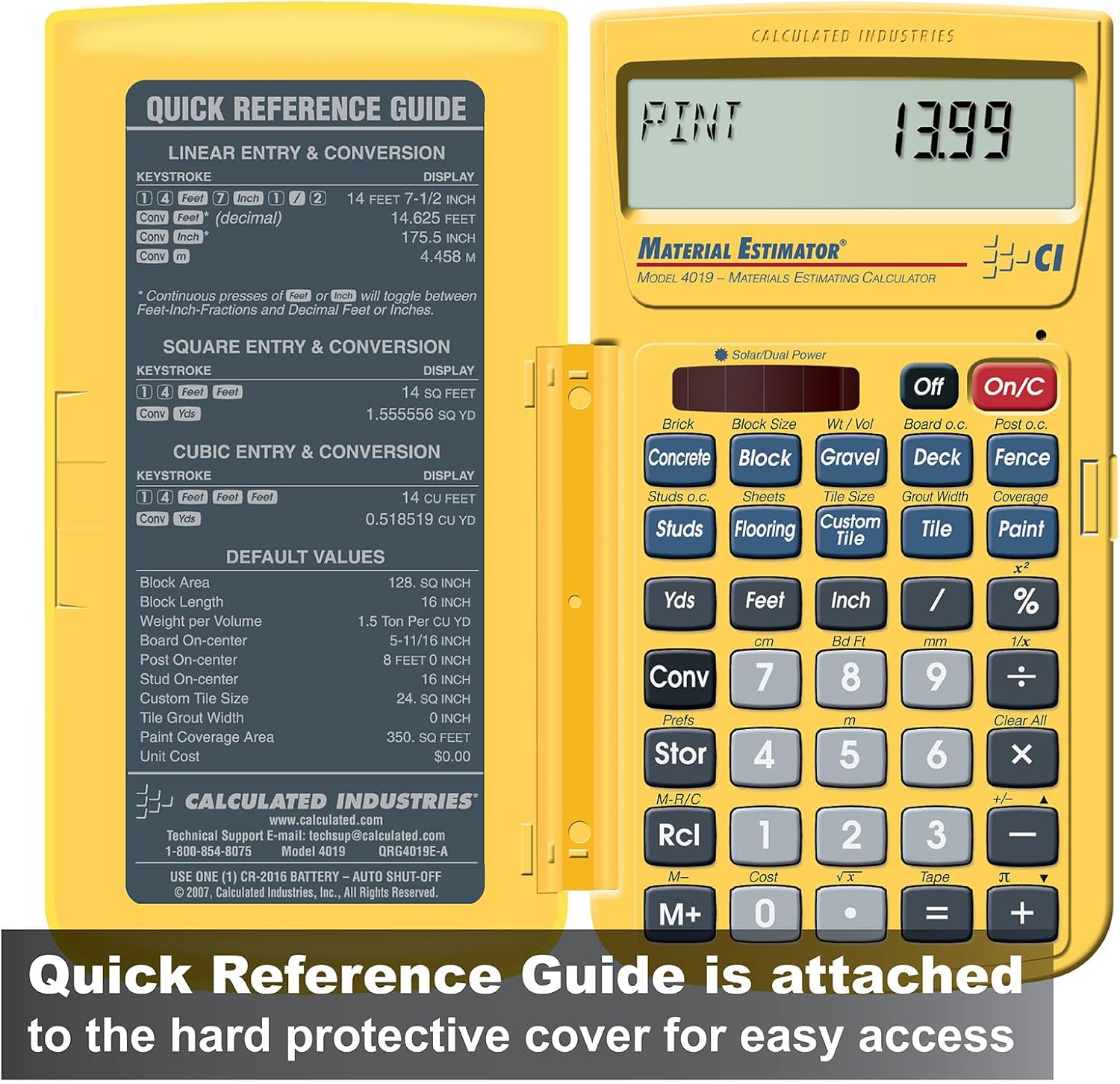 Calculated Industries 4019 Material Estimator Calculator | Finds Project Building Material Costs for DIY’s, Contractors, Tradesmen, Handymen and Construction Estimating Professionals,Yellow - Image 4