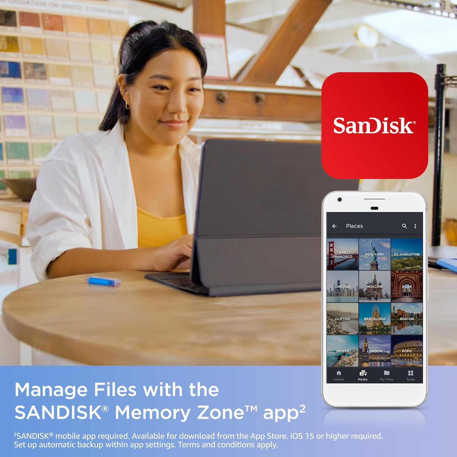 SANDISK 256GB Creator Phone Drive - for iPhone, iPad, Laptop & Mac - Includes USB Type-C and Lightning Connectors - Automatic Backup, 3 Months of Adobe Lightroom Included - SDIXD0N-256G-GN6TP - Image 5