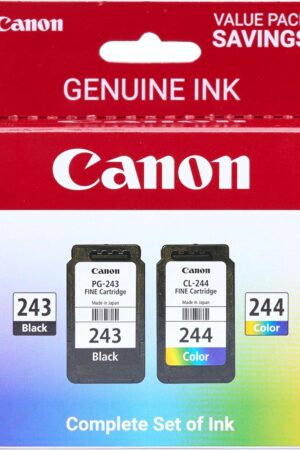 Canon PG-243 / CL-244 Genuine Ink Value Pack (2 Cartridges), Compatible with iP2820, MX492, MG2420/2520/2920/2922/2924/3020/2522/2525, TS3120/302/302a/202/4520/3320