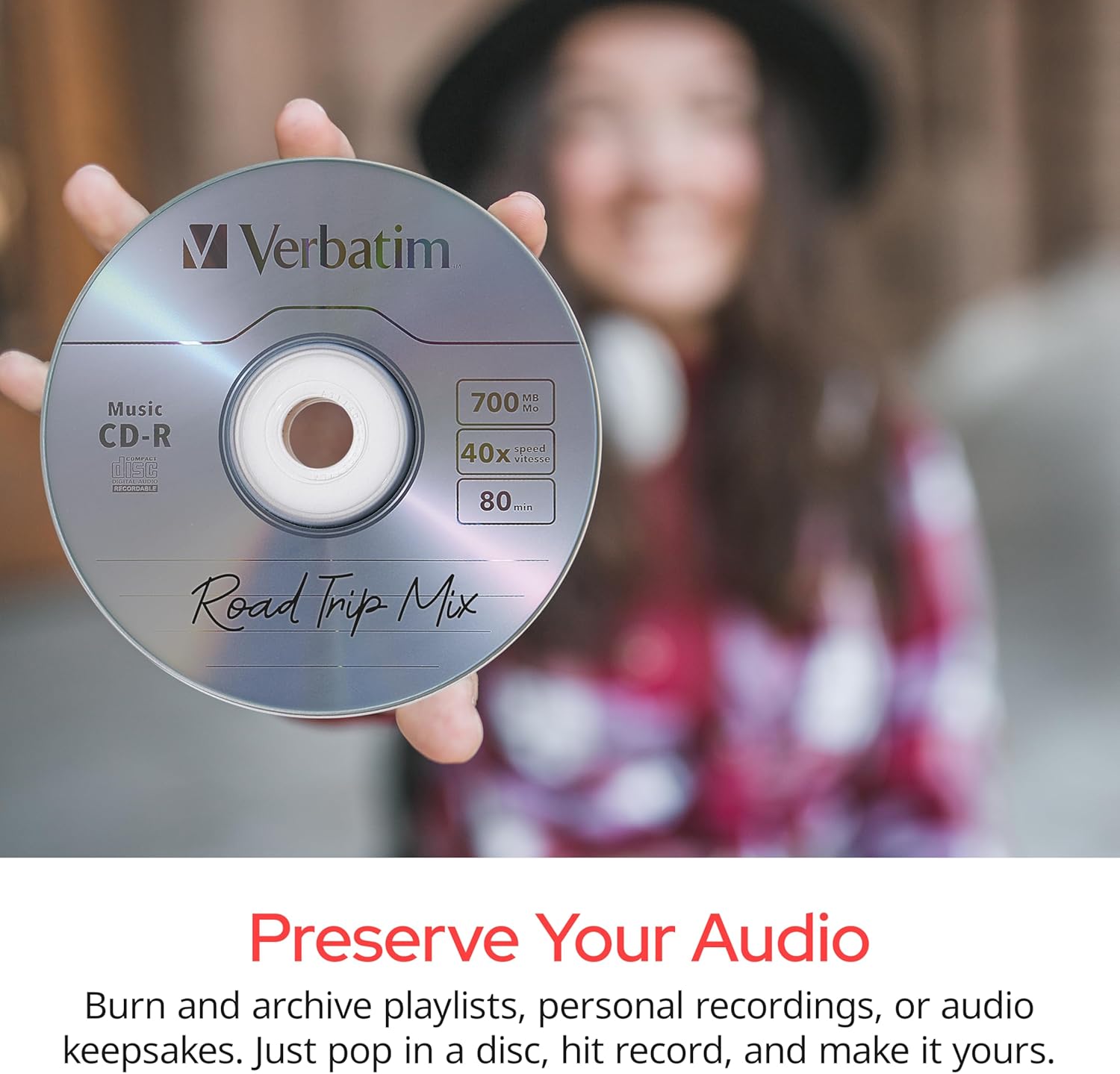 Verbatim Music CD-R 40X 80 Minute 700 MB Blank Recordable Audio Discs 25pk Spindle - Image 3