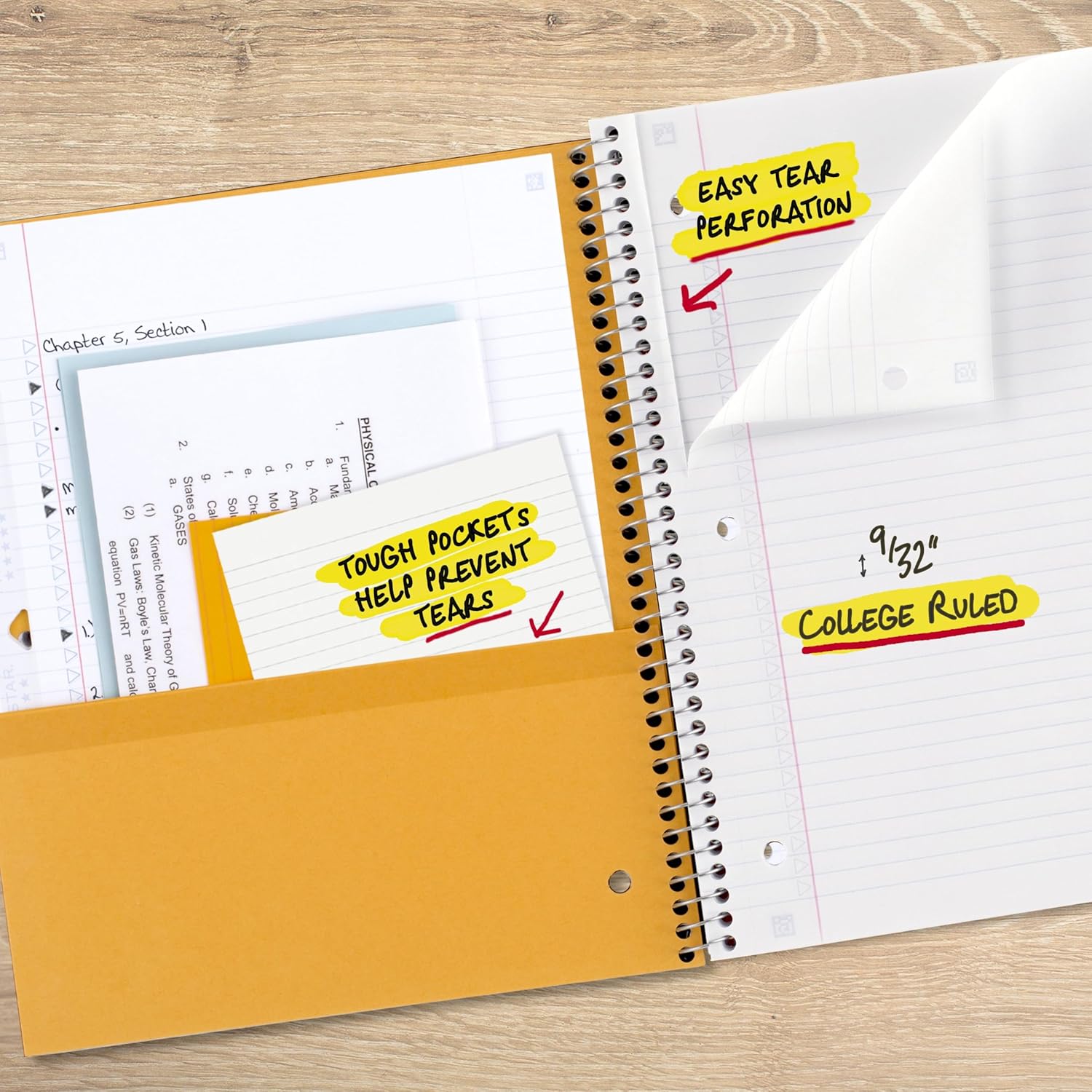 Five Star Spiral Notebook + Study App, 6 Pack, 1 Subject, College Ruled, 8-1/2" x 11", 100 Sheets, Fights Ink Bleed, Customizable Water Resistant Cover, Assorted Colors (820045-ECM) - Image 6