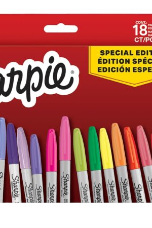 Sharpie Permanent Marker Set | Limited Edition Colour Assortment | Fine Point | 18 Count Marker Pens | Back to School Set